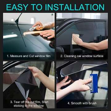 Premium Nano Ceramic Car Window Tint Film DIY Installation, Auto Tint Film Fit for Car 4 Sides/Rear, Heat and UV Blockage & Privacy Protection