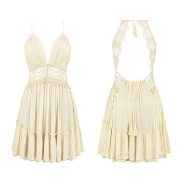 Stylish R.Vivimos Women's V Neck Backless Summer Dress