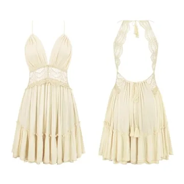 Stylish R.Vivimos Women's V Neck Backless Summer Dress