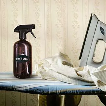 Large Empty Refillable Amber Glass Safe for Essential Oils Spray Bottles | 2 Pack, Includes bonus pens, pumps, and labels | Great for All natural Cleaners, Lotion, Hair, Home, Skin, Baby and More