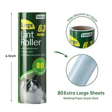 Fedicelly Large Lint Rollers Pet Hair Extra Sticky Furniture,Cat Dog Hair Remover Laundry Clothes Carpet,6.3 inches Wider with 320 Sheets Giant Lint Remover Brush for Couch