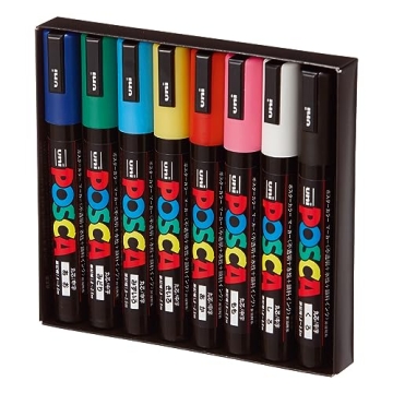 Posca Paint Marker Set with 8 Vibrant Colors and Medium Tips