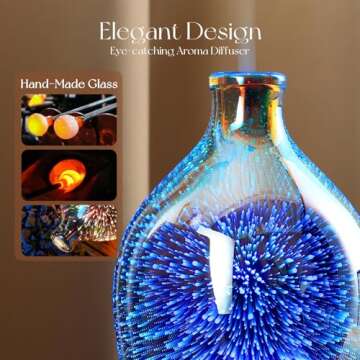 Porseme 280ml Essential Oil Diffuser 3D Glass Aromatherapy Ultrasonic Humidifier - Auto Shut-Off, Timer Setting, BPA Free for Home Hotel Yoga Leisure SPA Gift