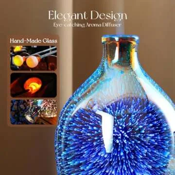 Porseme 280ml Essential Oil Diffuser 3D Glass Aromatherapy Ultrasonic Humidifier - Auto Shut-Off, Timer Setting, BPA Free for Home Hotel Yoga Leisure SPA Gift