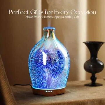 Porseme 280ml Essential Oil Diffuser 3D Glass Aromatherapy Ultrasonic Humidifier - Auto Shut-Off, Timer Setting, BPA Free for Home Hotel Yoga Leisure SPA Gift