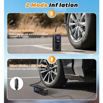 Portable Tire Inflator - 180PSI Fast Inflation & Rechargeable Power