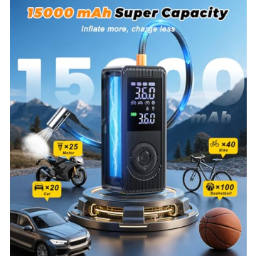 Compact Tire Inflator with Fast Inflation & LED Light