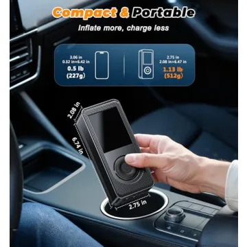 Compact Tire Inflator with Fast Inflation & LED Light