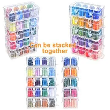 New brothread - 20 Options - 8 Snap Spools of 1000m Each Polyester Embroidery Machine Thread with Clear Plastic Storage Box for Embroidery & Quilting - Different Green