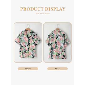 Eytino Womens Plus Size Hawaiian Shirt V Neck Floral Tropical Printed Tops Short Sleeve Open Front Button Up Shirts Summer Oversize Shirts White Printed 3X