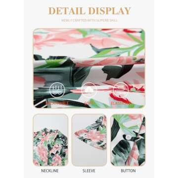 Eytino Womens Plus Size Hawaiian Shirt V Neck Floral Tropical Printed Tops Short Sleeve Open Front Button Up Shirts Summer Oversize Shirts White Printed 3X