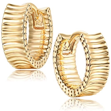 MEVECCO 18K Gold Huggie Hoop Earrings for Women