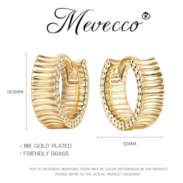 MEVECCO 18K Gold Huggie Hoop Earrings for Women