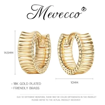 MEVECCO 18K Gold Huggie Hoop Earrings for Women