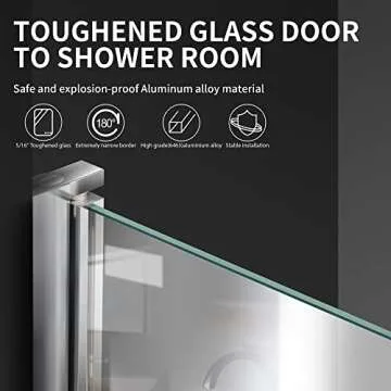 Shower Frameless Glass Door for Bathtub, 30”×55” Hinged Tub Shower Screen, Tempered Glass Tub Door, Chrome Pivot Bathroom Shower Door Panel