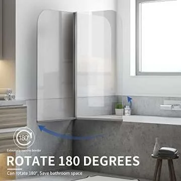 Shower Frameless Glass Door for Bathtub, 30”×55” Hinged Tub Shower Screen, Tempered Glass Tub Door, Chrome Pivot Bathroom Shower Door Panel