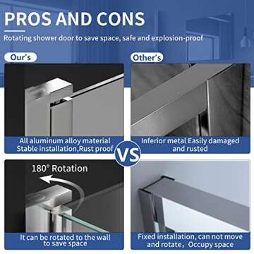 Shower Frameless Glass Door for Bathtub, 30”×55” Hinged Tub Shower Screen, Tempered Glass Tub Door, Chrome Pivot Bathroom Shower Door Panel