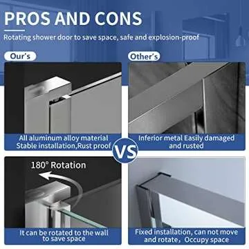 Shower Frameless Glass Door for Bathtub, 30”×55” Hinged Tub Shower Screen, Tempered Glass Tub Door, Chrome Pivot Bathroom Shower Door Panel