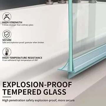 Shower Frameless Glass Door for Bathtub, 30”×55” Hinged Tub Shower Screen, Tempered Glass Tub Door, Chrome Pivot Bathroom Shower Door Panel