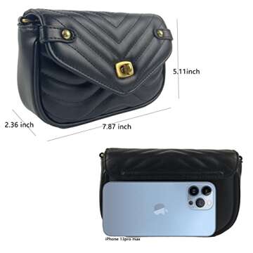 CHYUANX Small Quilted Crossbody Bags For Women, Quilted Purses For Women Handbags With Coin Purse Removable Crossbody Strap (Black)