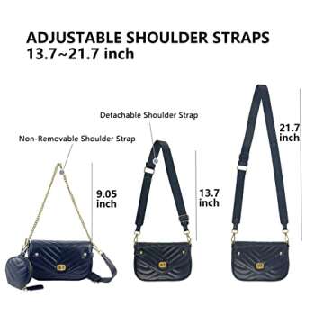 CHYUANX Small Quilted Crossbody Bags For Women, Quilted Purses For Women Handbags With Coin Purse Removable Crossbody Strap (Black)