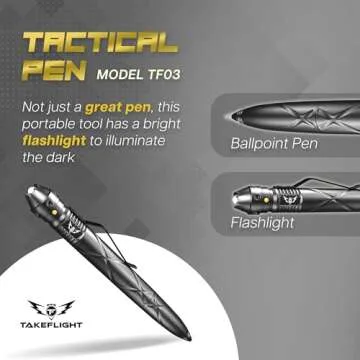 TF TAKEFLIGHT Tactical Pen Multi-Tool - Self Defense, EDC LED Flashlight & Pen - Ideal for Military ...