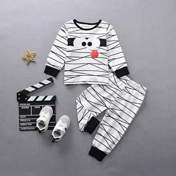 Aalizzwell Toddler Baby Boys Girls Halloween Romper Pants Set for Kids Mummy Matching Outfits Fall Winter Clothes (Mummy Shirt, 5T)