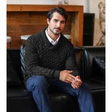 KAVIANA Men's Shawl Collar Pullover Sweater for Winter