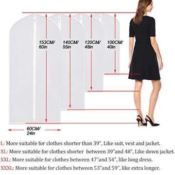 Suit Bags for Closet Storage Hanging Garment Bag 24''X40'' Lightweight Clear Full Zipper Suit Bags (...