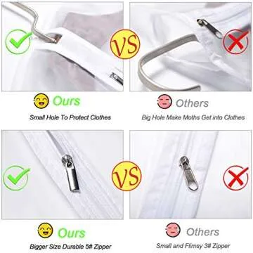 Suit Bags for Closet Storage Hanging Garment Bag 24''X40'' Lightweight Clear Full Zipper Suit Bags (Set of 6) PEVA Breathable Garment Cover for Suit Closet Clothes Storage