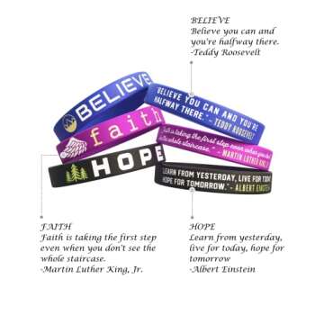 Inkstone Inspirational Quote Bracelets Dream Courage Strength Believe Faith Hope Silicone Rubber Wristbands