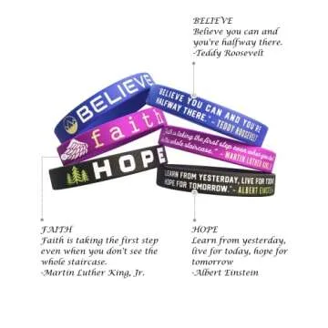 Inspirational Quote Silicone Rubber Bracelets - 12 Pack