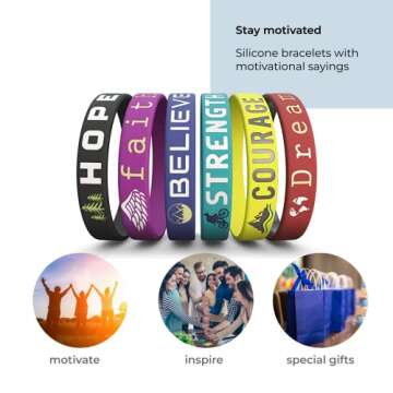 Inkstone Inspirational Quote Bracelets Dream Courage Strength Believe Faith Hope Silicone Rubber Wristbands
