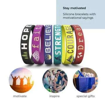 Inspirational Quote Silicone Rubber Bracelets - 12 Pack