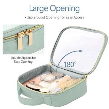PACKISM TSA Approved Toiletry Bag - Clamshell Closing Clear Makeup Bags with Handle, Laurel Green, Quart-sized Clear Travel Bags for Toiletries, Carry-on Travel Essentials