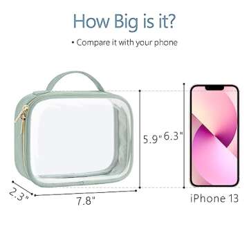 PACKISM TSA Approved Toiletry Bag - Clamshell Closing Clear Makeup Bags with Handle, Laurel Green, Quart-sized Clear Travel Bags for Toiletries, Carry-on Travel Essentials