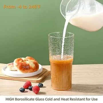 MINGHYZYA Glass Cups With Glass Lids and Straws,20oz Iced Coffee Cup High Borosilicate Glass Tumbler Cup Reusable Wide Mouth Smoothie Cups(Clear,2cups)