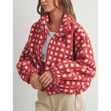 Chic Cropped Sherpa Fleece Jacket for Women