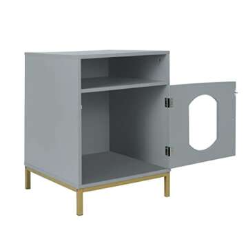 Pet Litter Box Furniture, Cat Washroom Storage Bench Pet House, Particle Board Cat House Nightstand End Table, Living Room Storage Cabinet with Cat-Sized Hole