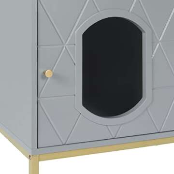 Pet Litter Box Furniture, Cat Washroom Storage Bench Pet House, Particle Board Cat House Nightstand End Table, Living Room Storage Cabinet with Cat-Sized Hole