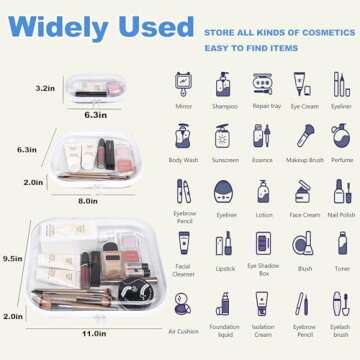 Clear Hard Plastic Zipper Case,Transparent Double Zippers Hard Pouch with 3pcs,Portable Travel Organ...