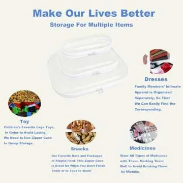 Clear Hard Plastic Zipper Case,Transparent Double Zippers Hard Pouch with 3pcs,Portable Travel Organizer Bin for Toy Storage