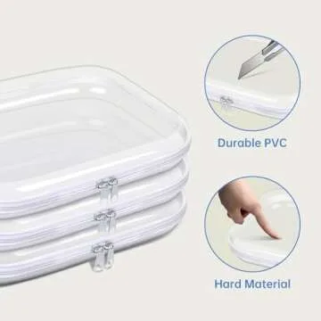Clear Hard Plastic Zipper Case,Transparent Double Zippers Hard Pouch with 3pcs,Portable Travel Organizer Bin for Toy Storage