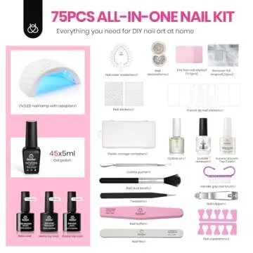 Beetles Gel Nail Polish Kit with U V Light-75PCS Chic Outfits 45 Colors Gel Polish Starter Kit with 5PCS Base Top Coat Manicure Tools Gift for Women