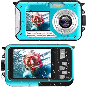 Waterproof Digital Camera Underwater Camera Full HD 2.7K 48 MP Video Recorder Selfie Dual Screens 16...