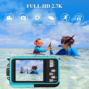 Waterproof Digital Camera 2.7K HD 48 MP for Snorkeling