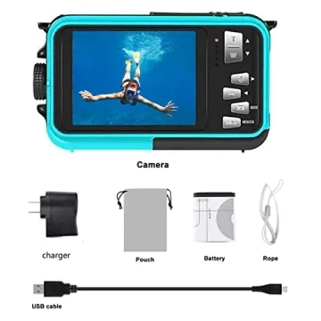 Waterproof Digital Camera 2.7K HD 48 MP for Snorkeling