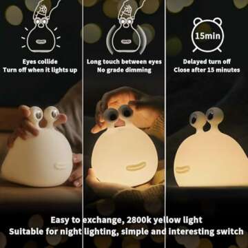 MUID Original Authentic Slug Night Light with Touch Sensor for Bedroom, Nursery Squishy Silicone Sof...