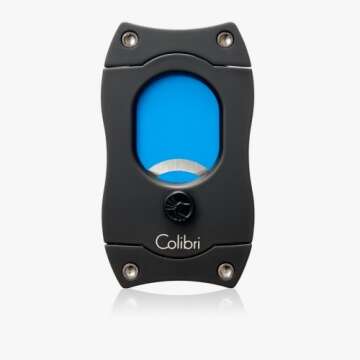 Colibri S-Cut Cigar Cutter - Rubberized Black & Blue Blades
