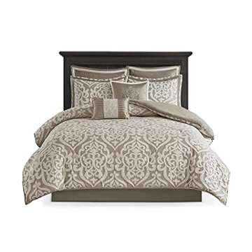 Madison Park Odette Cozy Comforter Set Jacquard Damask Medallion Design - Modern All Season, Down Al...